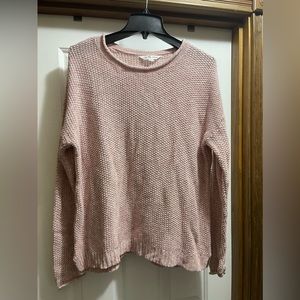 Leo & Nicole Large blush pink and white knit sweater